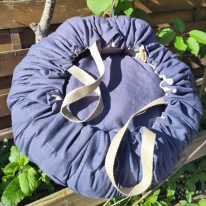 Ecocotte XL modèle Tribu en lin français bleu ardoise et isolation en laine – marmite norvégienne